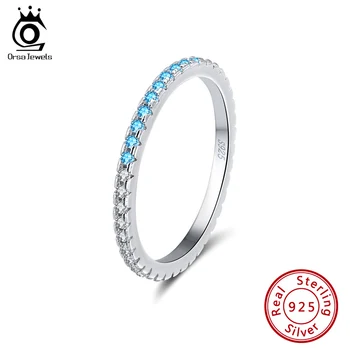 

ORSA JEWELS 100% 925 Sterling Silver Colorful Women Rings AAAA Zircon Crystal Wedding Band Silver Jewelry Finger Ring OSR63-L