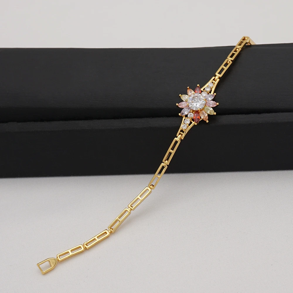 MIRAFEEL Модные женские золотые разноцветные CZ камни австрийский кристалл цветок браслеты и браслеты ювелирные изделия