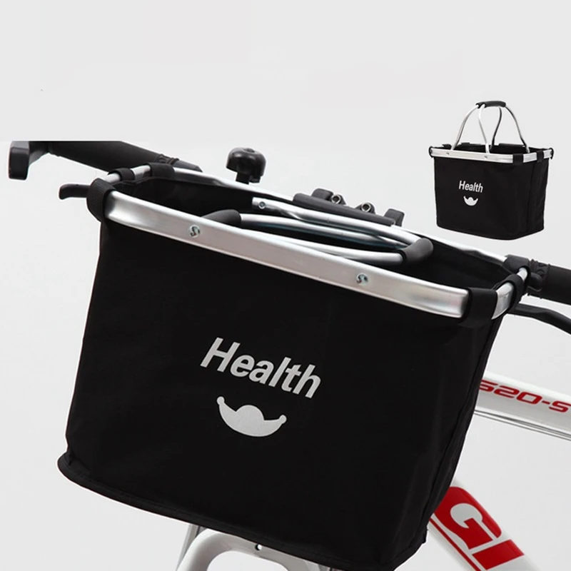Portable Bike Basket Folding Bicycle Basket Pet Cat Dog Carrier Bag Aluminum Handle Storage Basket Bicycle Front Frame Bag
