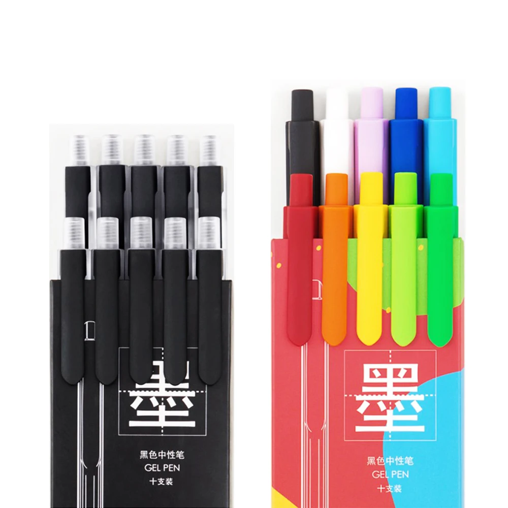 Kinbor Black Refill Gel Pen Mi Pen 10pcs/box 0.5mm Smooth Writing Signing Colorfull Pen Color Ink Office School