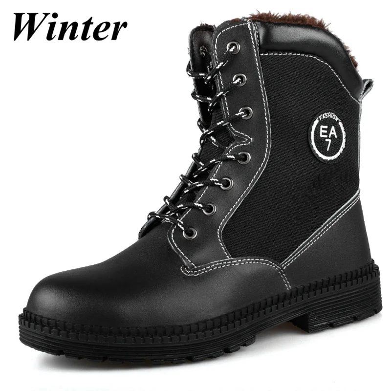 Мужская защитная обувь ботинки со стальным носком, противоскользящие, не проколы, обувь для работы ботинки противоскользящие дышащие защитные ботинки - Цвет: 006 Winter