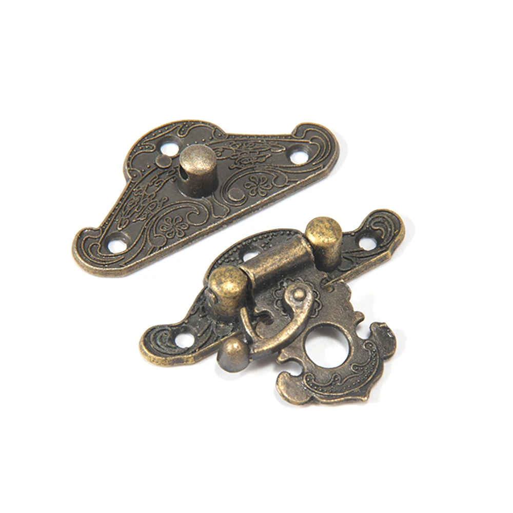 Antique Bronze Hasp Latch Jewelry Wooden Box Lock Mini Cabinet Buckle Case Locks Decorative Handle 3 Size Clasp Lock 4pcs