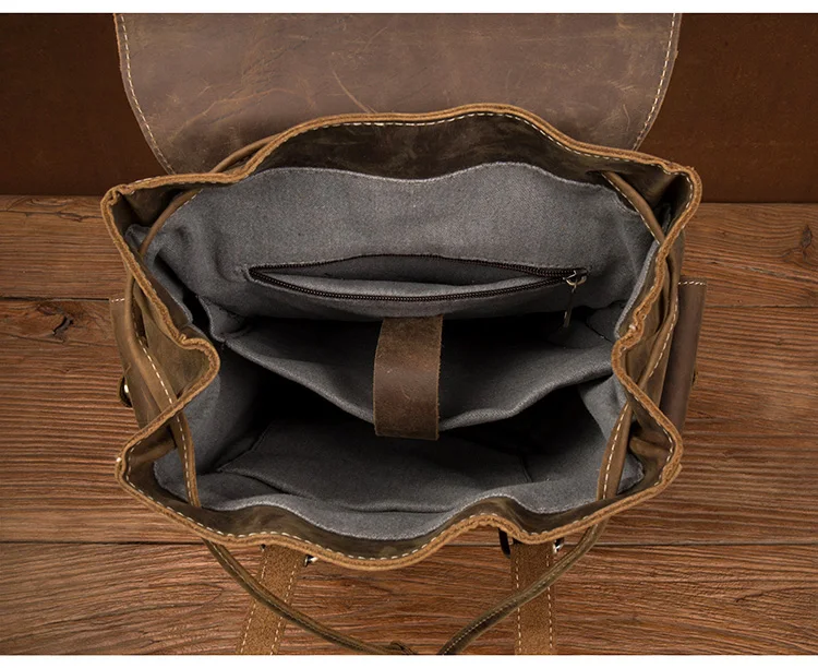 Pockets Show and Large Capacity of Woosir Brown Backpack Leather for Laptop