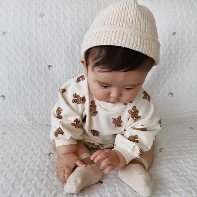 MILANCEL  New Baby Clothing Set Bear Hoodies and Bloomer Toddler Girls Suit Casual Boys Hoodie Set baby clothes penguin set