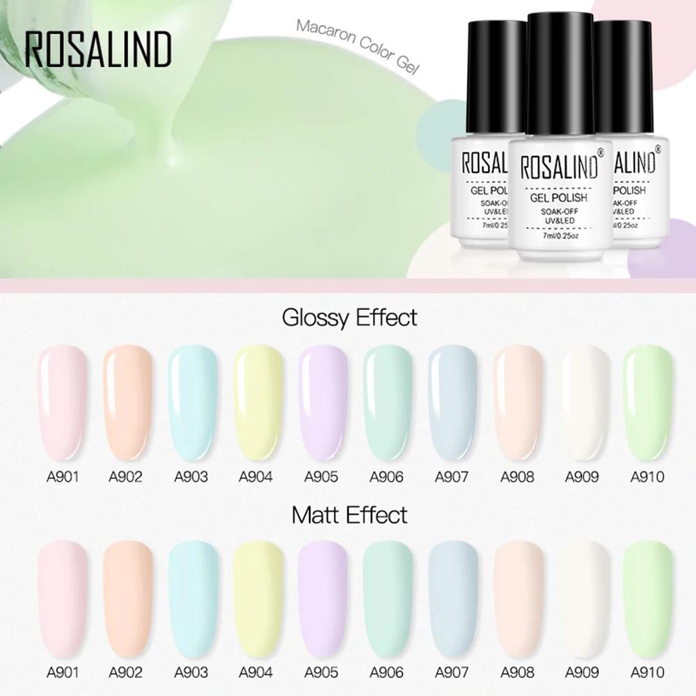 Гель лак для ногтей ROSALIND 7 мл блестящий светодиодный/УФ лампа дизайна ногтевая