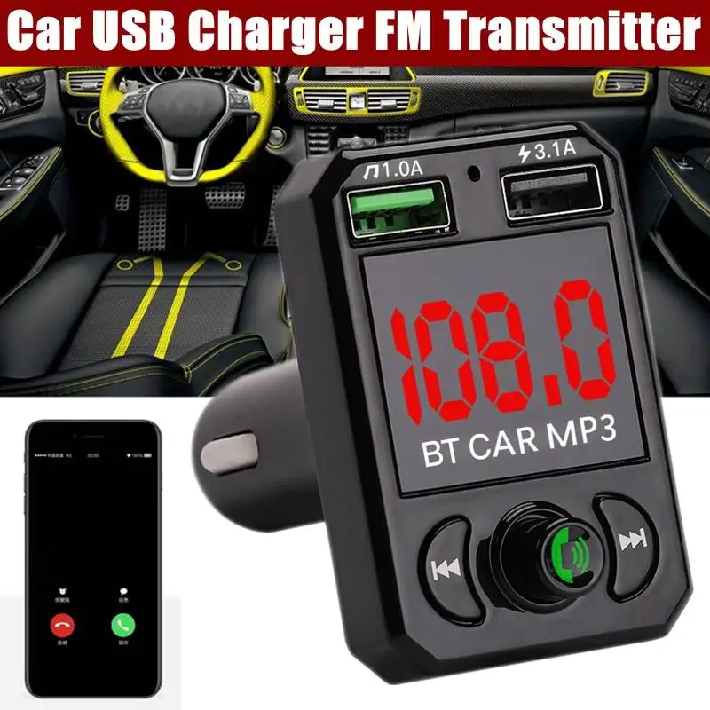 

Car Kit Handsfree Wireless bluetooth FM Transmitter LCD MP3 Player USB Charger 2.1A Hands Free Car Charger
