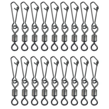 

Fishing Swivel with Snap 100pcs/lot Rolling Fishing Swivel with Hooked Snap Stainless Steel Fishing Clips Connector Accessories