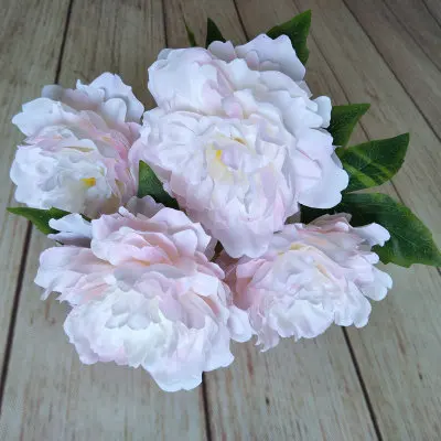 1 шт. искусственные Искусственные цветы 5 голов пион букет свадебные цветы для гостиной домашний стол украшение цветок DIY аксессуары - Цвет: light pink 1