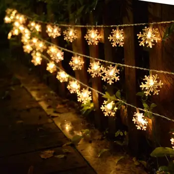 

LEADLY 1.5M Snowflake String Light 10 LED Fairy String Lights Warm White Waterproof Battery String Light For Outdoor Party Decor