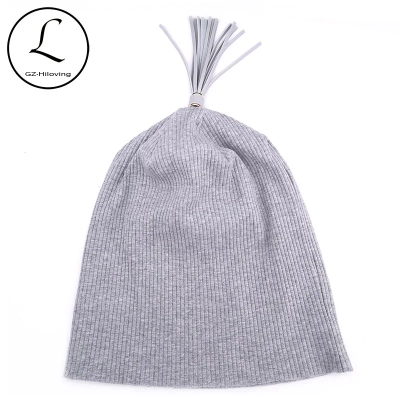 Для женщин кисточкой хлопок шапки с гофрированной резинкой Шапки женские