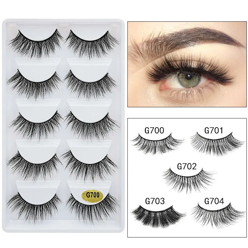 

Zelight Makeup 3D Mink Eyelash False 5 Pairs Natural Extension EyeLashes Patches For Fake Glue Eye Lash Wimpers Lift