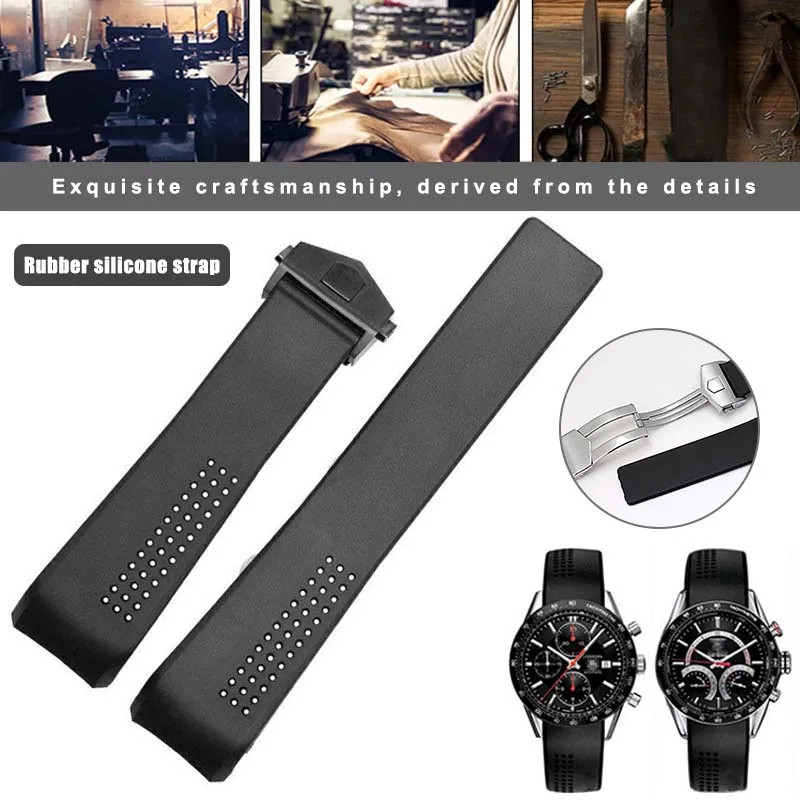 

Fashion Rubber Watch Band Strap Clasp with Folding Buckle Breathable Holes N66