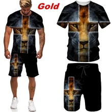 2021 New Summer Men's 3d T-shirt + Shorts 2-piece Suit Men's Summer Street Hip-hop 3dt Shirt Suit Sports Casual Men's Clothing