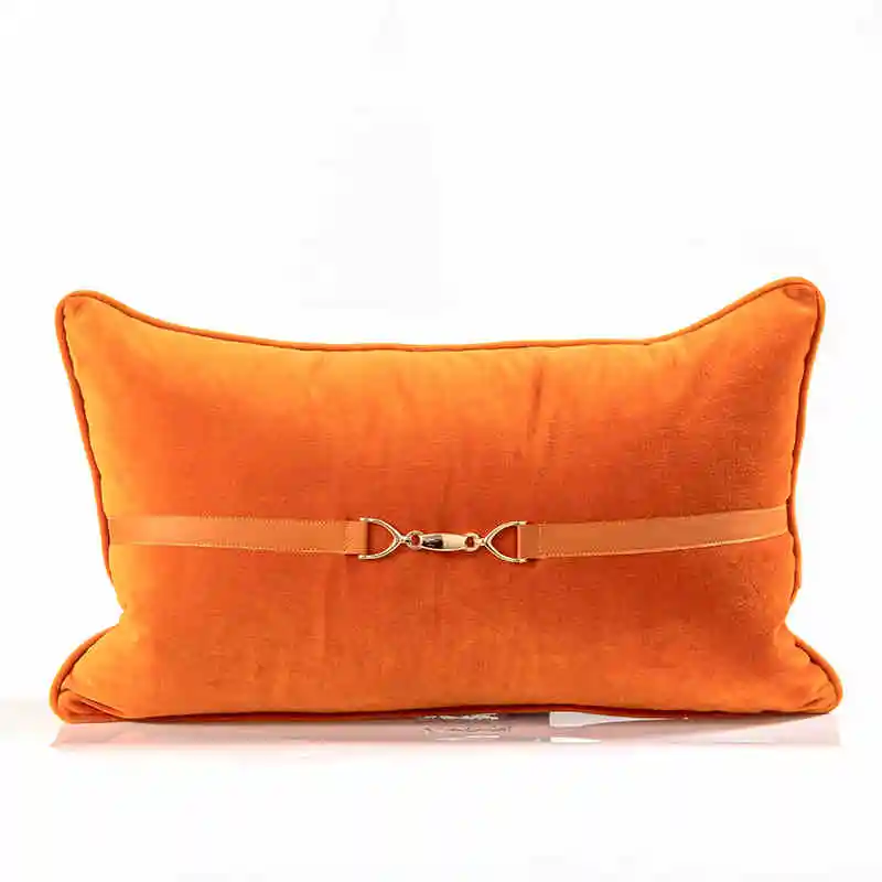 

50x30cm Metal buckle waist pillow case sofa decorative orange back cushion cover lumbar pillow cover backrest
