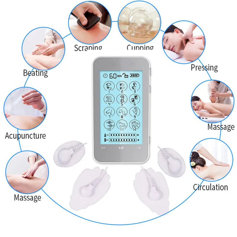 

Десятки подразделение мышцы Stimulator12 режим десятки EMS "в провинции аньхое сенсорного экрана массажер интенсивность глубокий Ткань Плечо облегчение боли