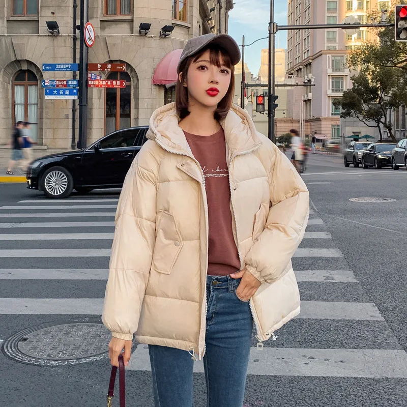 

2019 Winter New Style Korean-style down Coat Short down Jacket Cotton-padded Clothes Women's Bright Surface Loose Cotton Overcoa