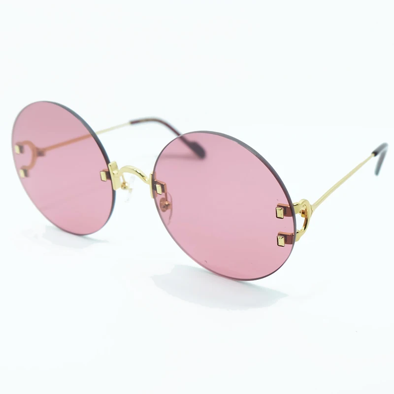 

Fashion Sunglasses Men Purple Round Rimless Carter Shades Eyewear Driving Designer Brand Name Sun Glasses
