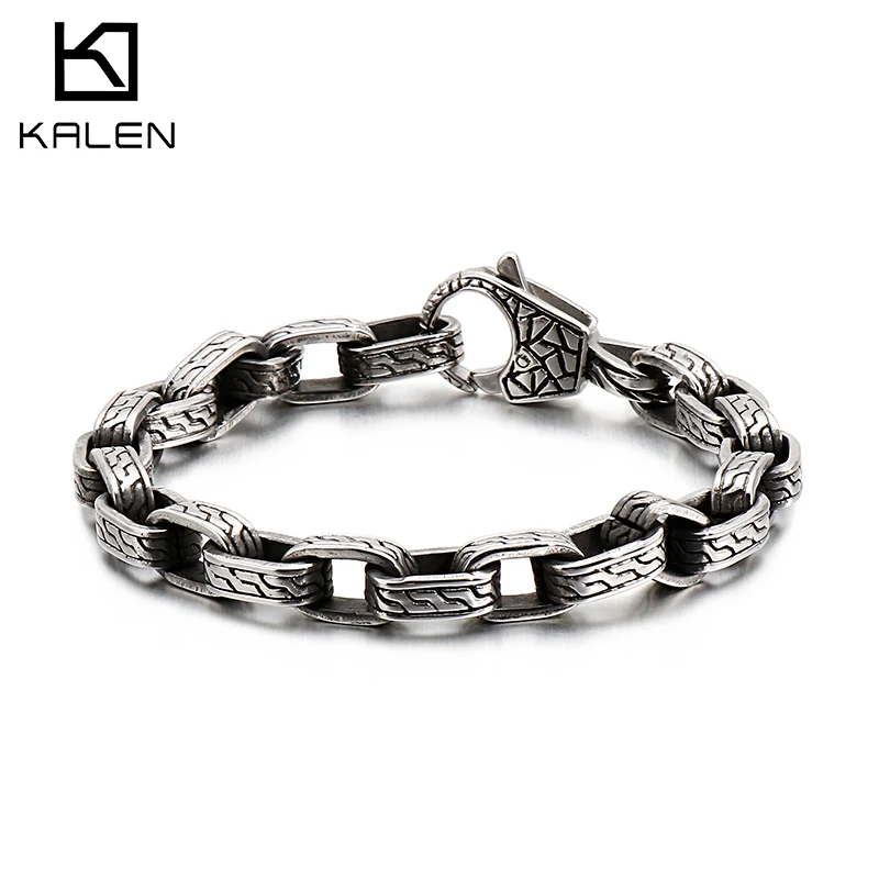 Панк коробка браслет цепочка для мужчин 23 см 9 дюймов нержавеющая сталь Череп Шарм Бохо Браслет ювелирные изделия Pulseira Masculina аксессуары