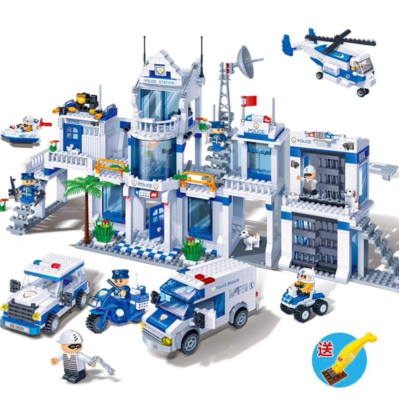 

1285pcs assemble city police station building blocks compatible legody bricks educational toys gifts for children