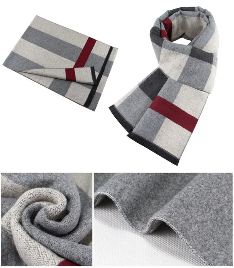 Модный дизайнерский Мужской осенне-зимний теплый толстый кашемировый хлопковый шарф с воротником бандана пашмины мужской шарф в полоску