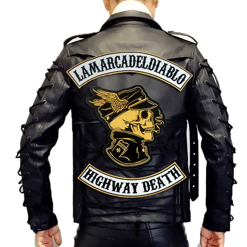 LAMARCADELDIABLO HIGHWAY DEATH вышитая аппликация, этикетка для шитья панк байкерские нашивки 5 шт./лот