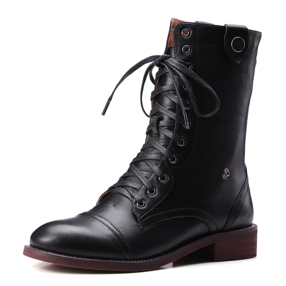 

Women's boots high quality sheepskin fabric Martin boots cross straps autumn and winter handmade fashion shoes women boots