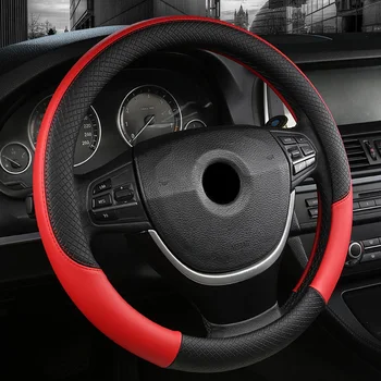 

38CM PU Leather Universal Car Steering-wheel Cover Car-styling Red Sport Style Auto Steering Wheel Covers Anti-Slip