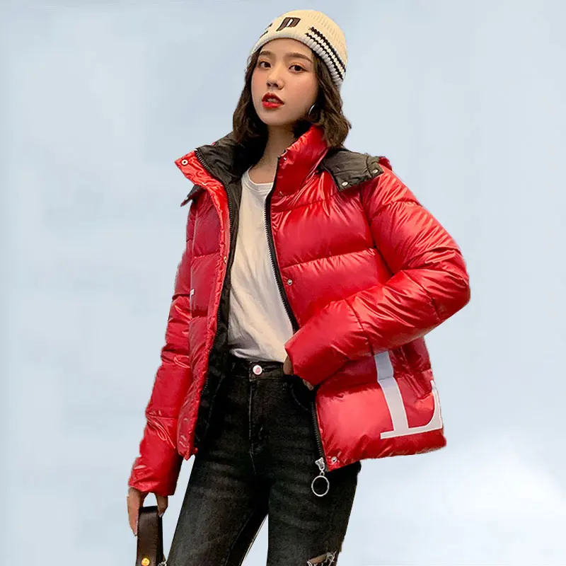 

2019 New Down Jacket Woman Women's Short-style Winter Bright Down Garments Women's Large Size Hats And Thickened Cotton Coat 227