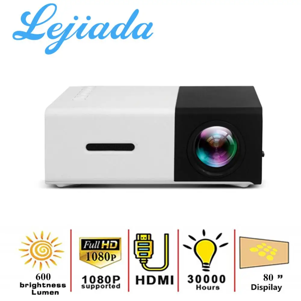 Светодиодный мини проектор LEJIADA YG300 Pro 800 лм поддержка 1080P Full HD HDMI USB| |