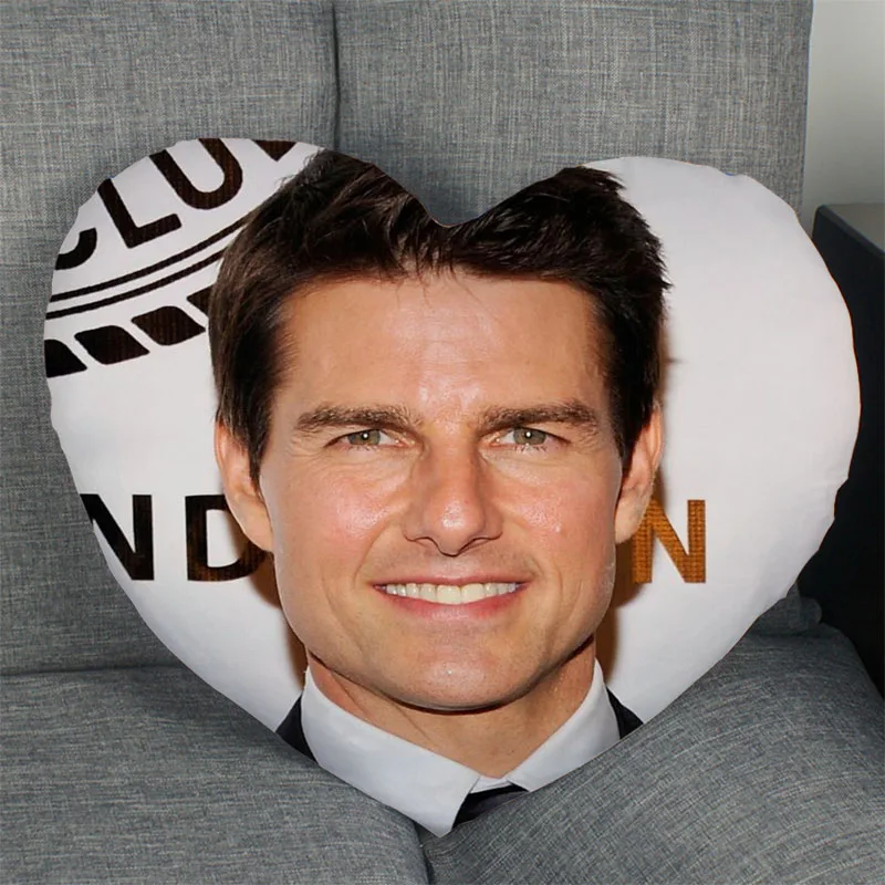 

Hot Sale Tom Cruise Actor Pillow Case Heart Shaped Zipper Pillow Cover Satin Soft No Fade Pillow Cases Home Textile Decorative