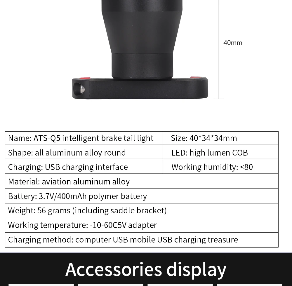 Bicycle Taillights Intelligent Brake Sensor Taillights MTB/ Road Bike Rear Bicycle Rear Light USB Brake Tail Light 6-20 Hours