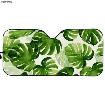 

INSTANTARTS Sun Shade Leaves Print Car Window Protector Windshield Sunshade Summer Anti-UV Auto Sun Visor Windscreen Cover