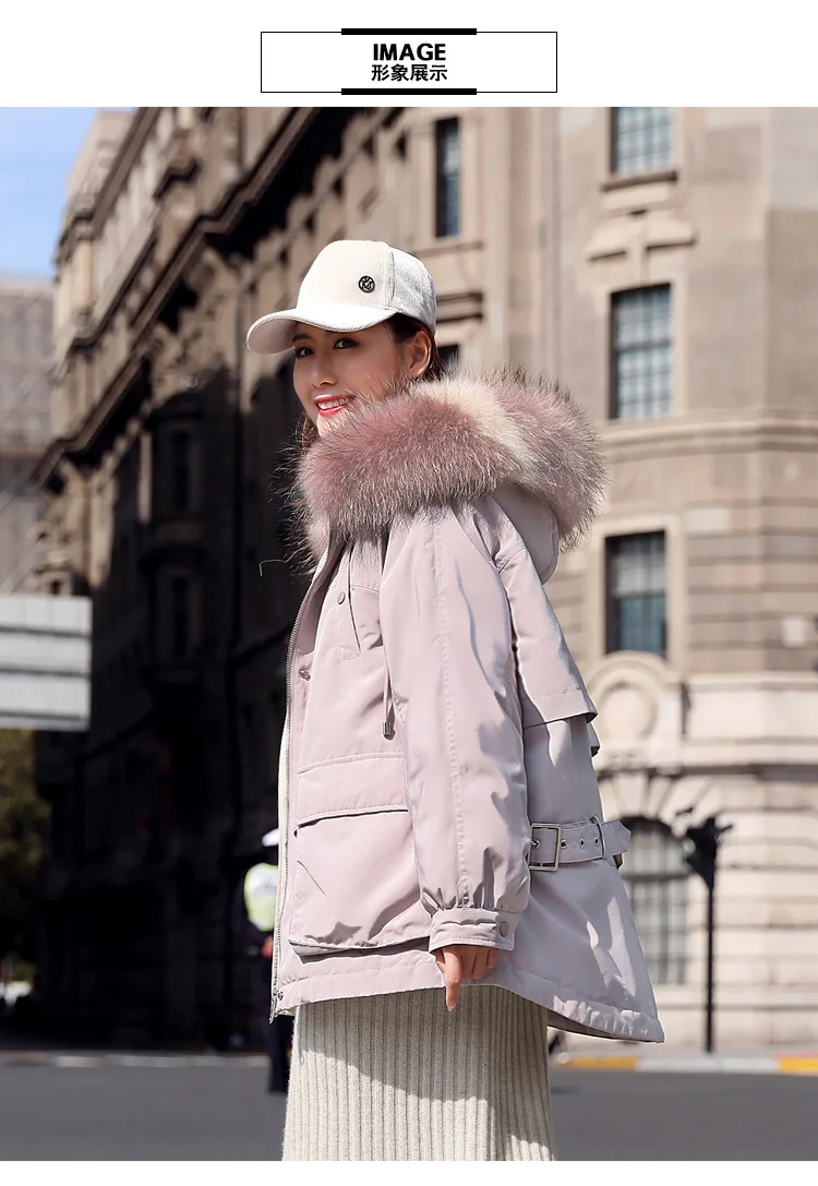 Winter New Style Raccoon Large Fur Collar Hooded down Feather Coat Women's Loose-Fit down Jacket Ysxy5866