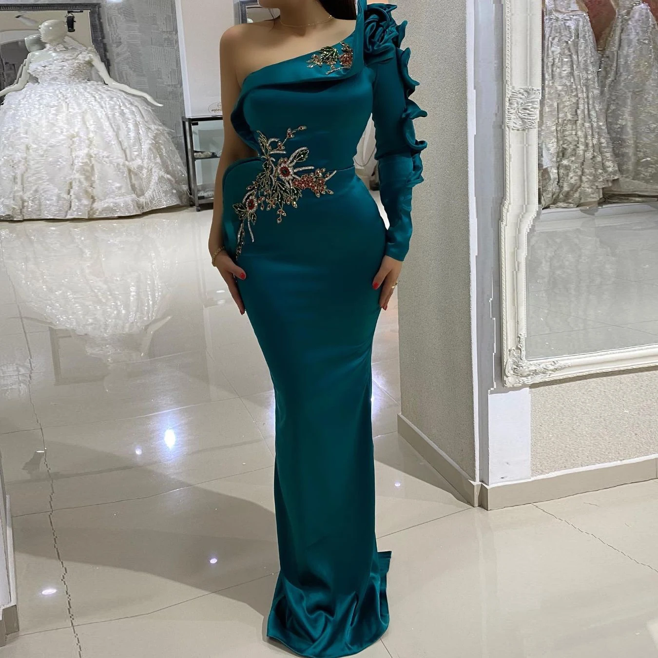Женское вечернее платье-русалка Элегантное Атласное длинное платье на одно