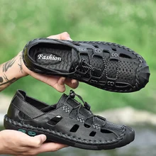 Роскошные сандалии из яловичного спилка; Мужские сабо; мужские сандалии; летняя Уличная обувь для сада; новые красивые мужские сандалии; Sandalias Hombre