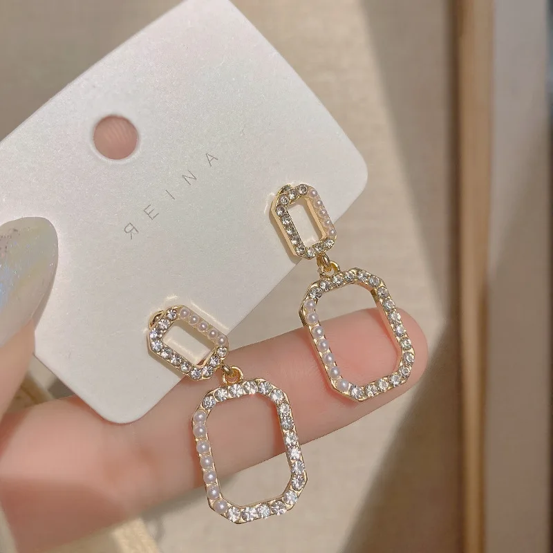 NEW Rhinestone Square Crystal Tassel Drop Earrings Temperament Korean Personality wild For Women Bridal Gift Wholesale Price | Украшения и