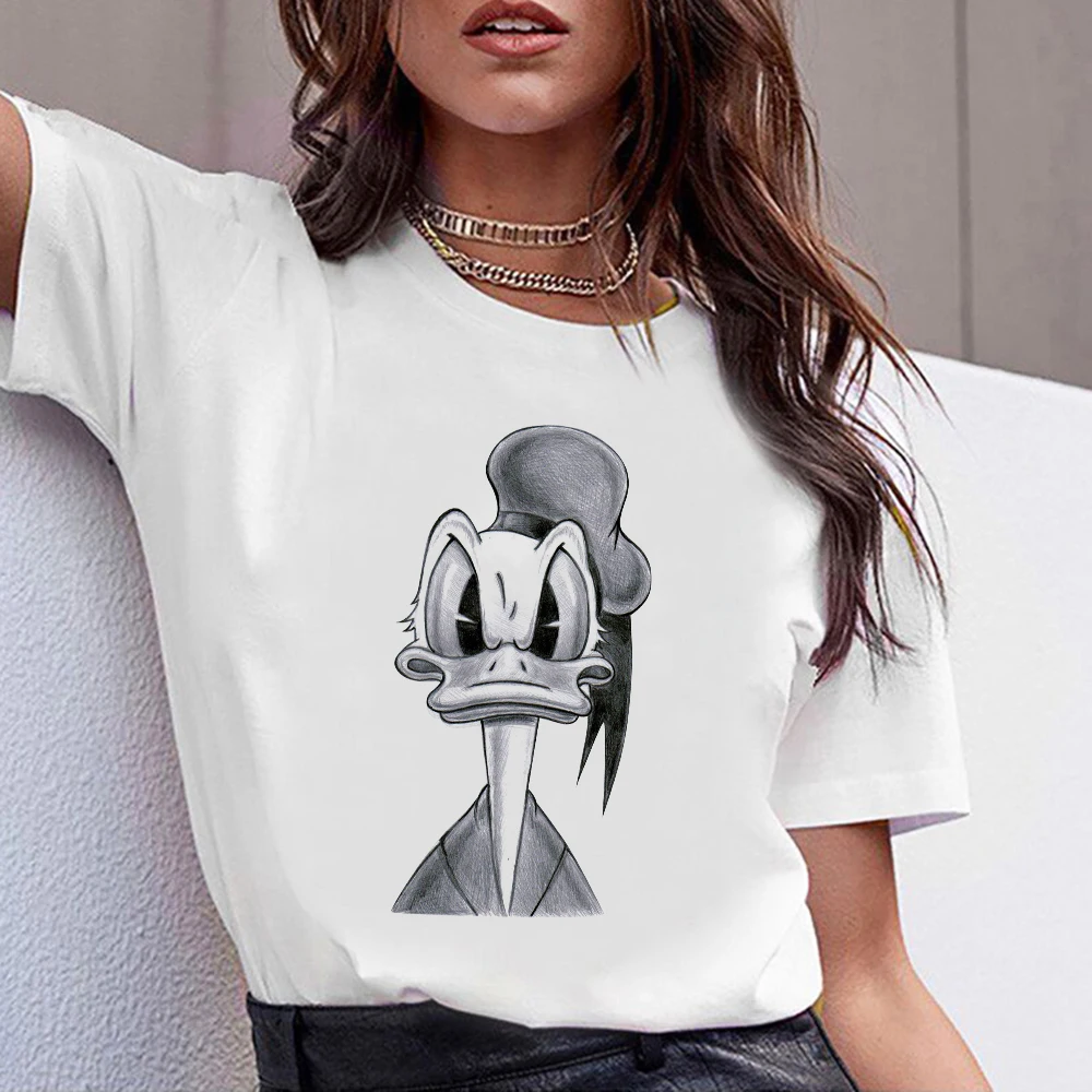 Футболка женская с рисунком Дональда Дак Модный Графический Топ рубашка Disney