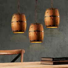 Barril de vino de madera colgante accesorio iluminación colgante adecuado para Bar Café luces techo restaurante barril lámpara