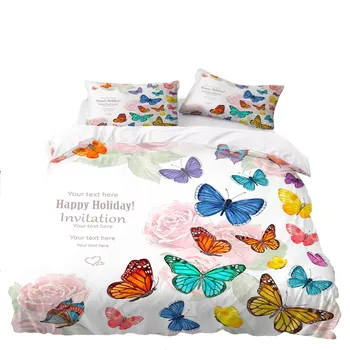

Butterfly Bedding Set Girl Dreamy Quilt Cover 3d Print Animal Duvet Cover Pillowcase Single Double Queen King Bed Set Bedclothes