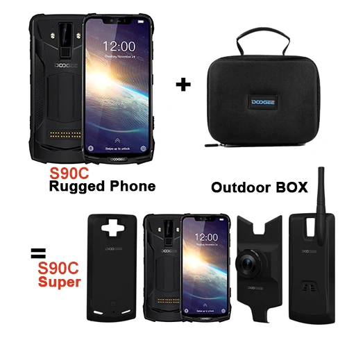 S90C Super Vision IP68 DOOGEE S90C модульный прочный мобильный телефон 6,18 дюймов дисплей 12V2A 5050 мАч Helio P70 Восьмиядерный 4 Гб 64 Гб 16 Мп+ 8 Мп Android 9,0 - Цвет: S90C Super Vision