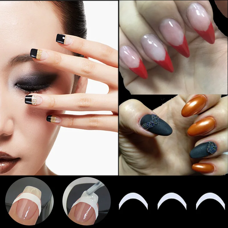 24 шт./компл. наклейки для дизайна ногтей полоски салона Французский маникюр