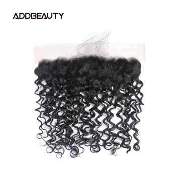 

Addbeauty 13x4 Water Wave Lace Closure Frontal Brazilian Raw Virgin Human Hair Natural Color Pre-plucked Hairline Free Part 130%