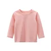 7 Colours Children's T-shirt Cotton Long Sleeve Solid Colour Base Coat Leisure Wear Boys Girls Tops Kids Clothes 2