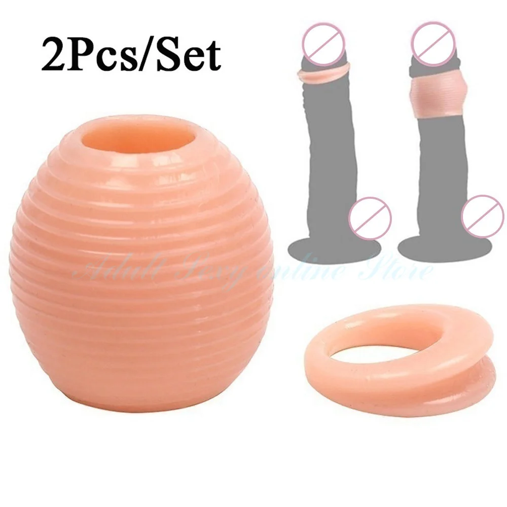 Male Sex Toys 2PCS Silicone Male Foreskin Corrector Resistance Ring Delay Ejaculation Penis Rings Sex Toys for Men Daily/Night Cockring
