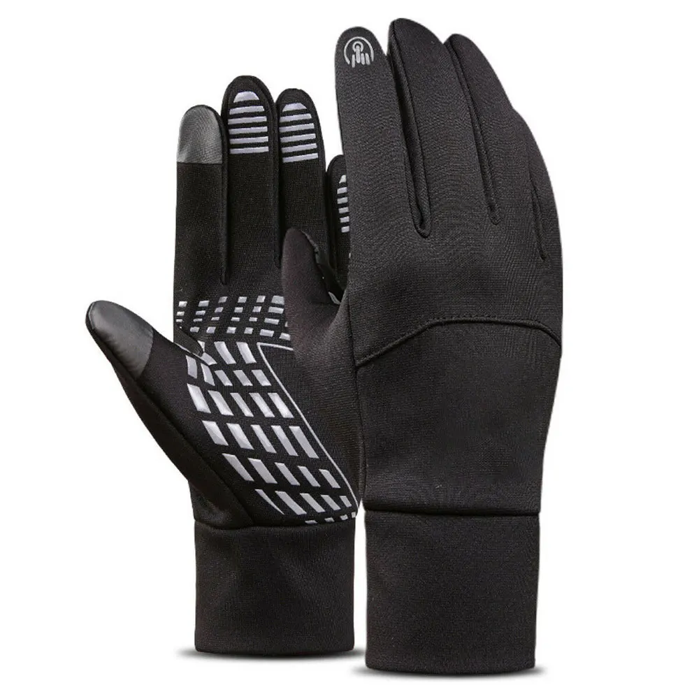 

Different Sizes Windproof Male Waterproof Black PU Wear-Resistant Femalie Riding Gloves All-Finger Zipper Gloves Thickening