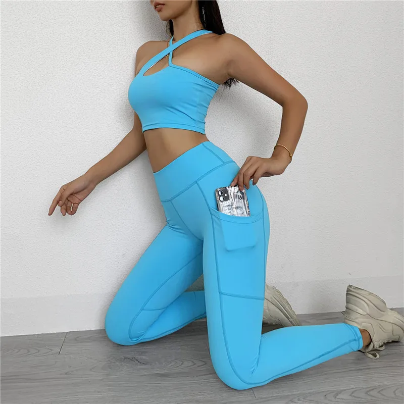 

2 pieces/set of seamless women's yoga suit high stretch exercise suit shockproof sports bra high waist leggings exercise suit
