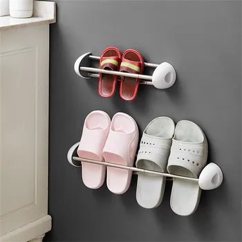 

Wall Mounted Shoe Rack Bathroom Livingroom Slipper Rack Showroom Rust-Resistant Steel Shoe Rack Slippers Rack #YL10