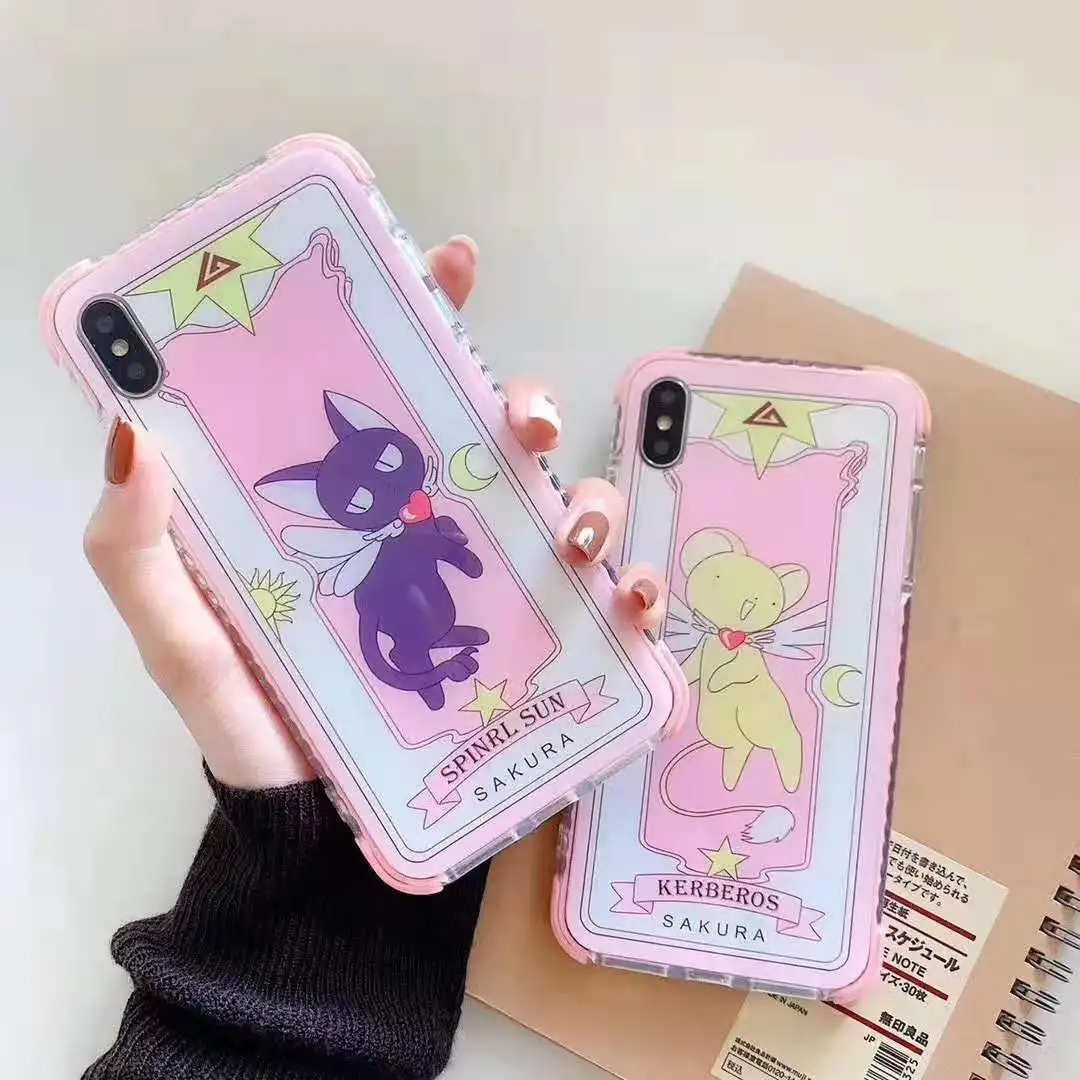 

For iphone XS max Cute Cardcaptor Sakura Anti fall soft Phone Case For iPhone X XR 8plus 7 7plus 6 6S 6p cartoon Cat Shell Cover