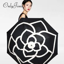 Только Jime модный зонтик с узором камелии креативный трехкратный ультра-светильник солнцезащитный двойной зонт складной черный виниловый зонт