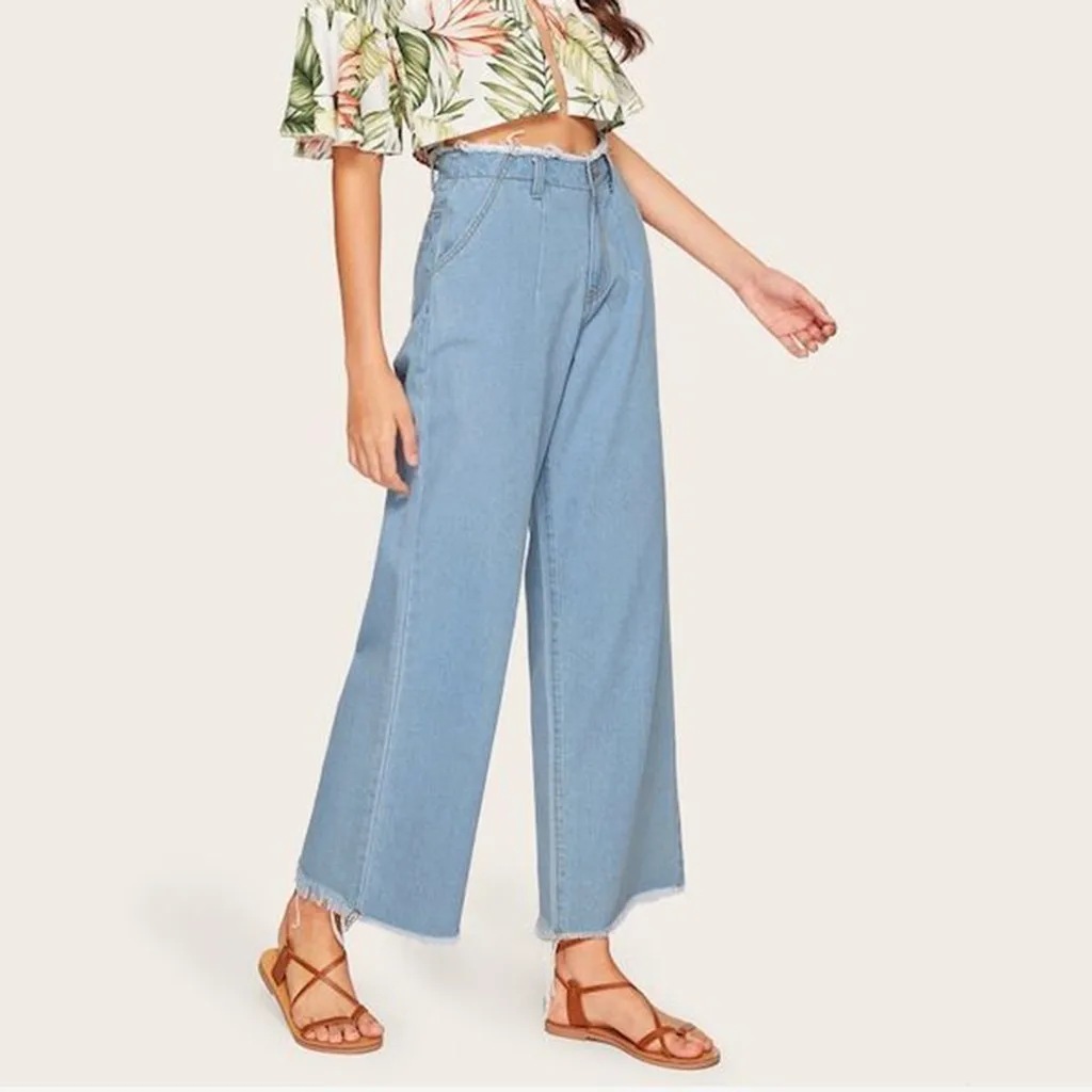 Jaycosin New Fashion Ladies Casual Wild Loose Leg High Waist Jeans Elastic Stretch Thin Female Soft Plus Size Leggins Jeans 10#4